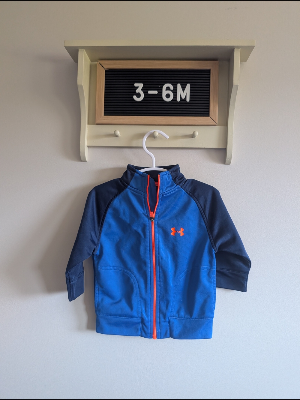 Under Armour Blue & Navy Zip-Up Kids Swim Rashguard with Orange Trim